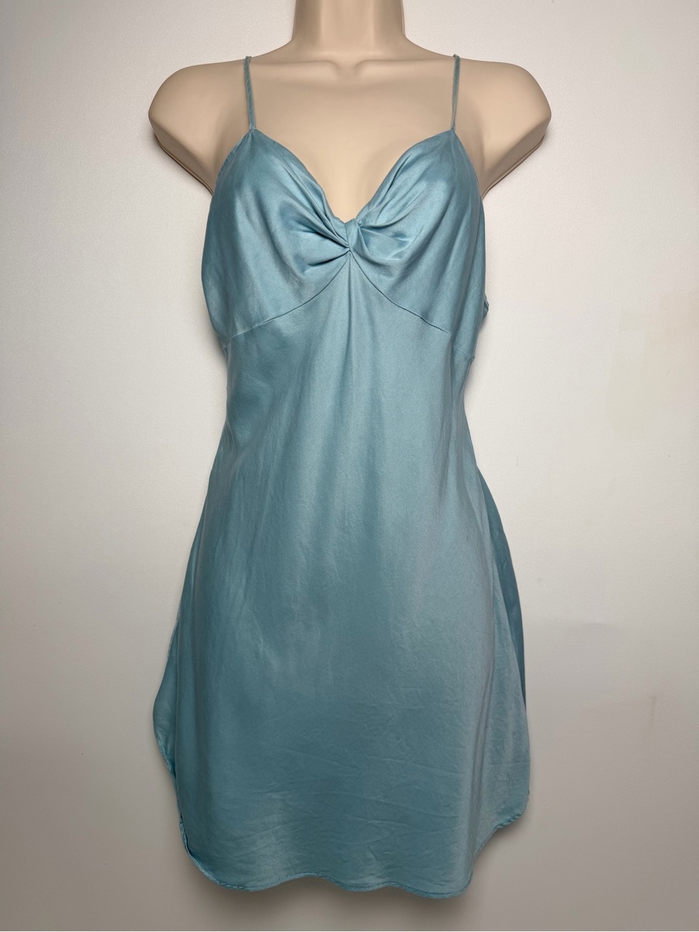 Victoria's Secret Silk Full Slip Nightgown Blue Solid Size S/M Adjustable Straps